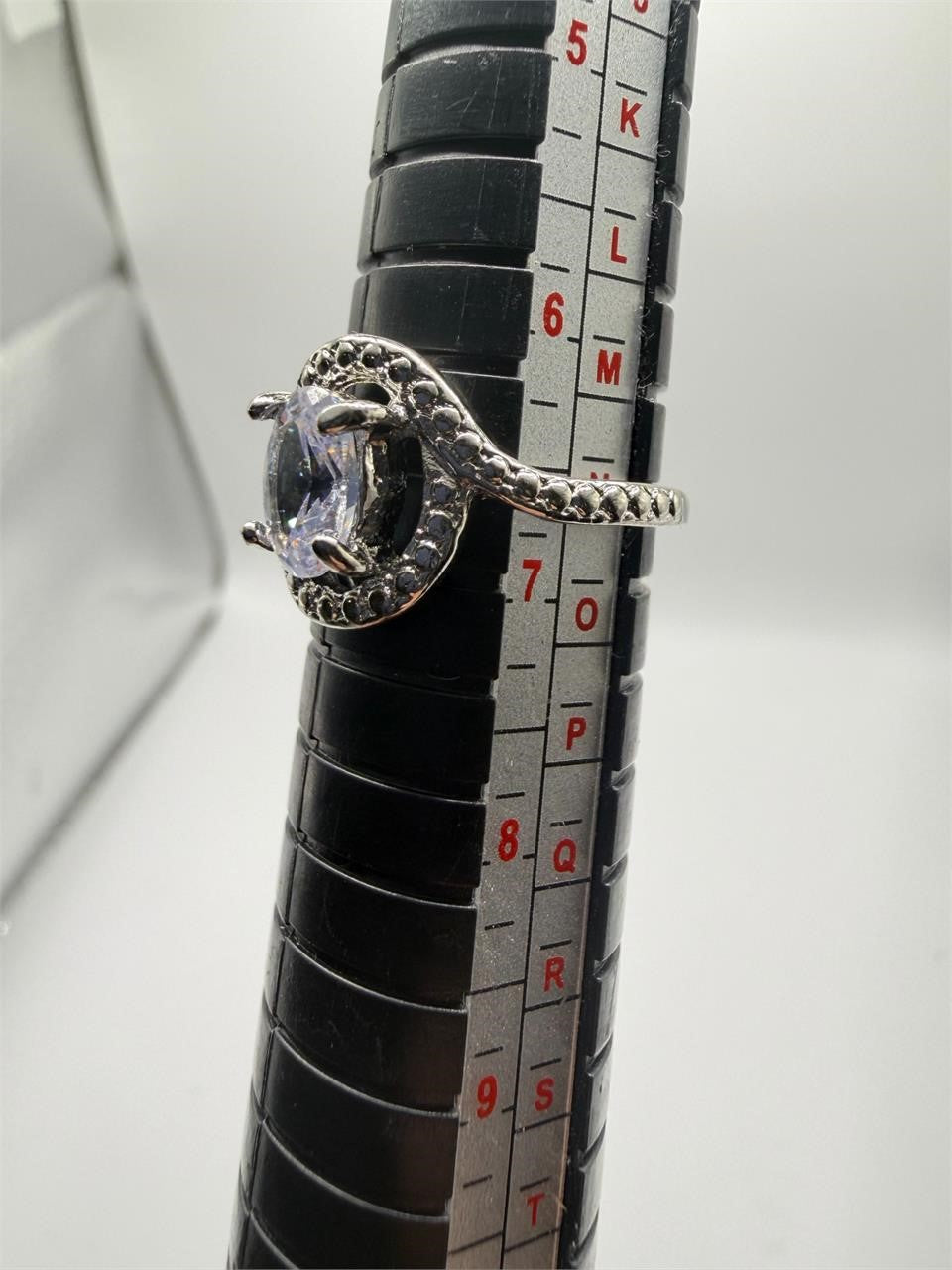 Ladies sterling silver mystic topaz ring size 6.75 with intricate band design, crafted by Republic Mercantile.