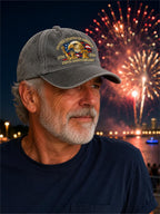 Gray soft cloth cap celebrating 250th anniversary with embroidered logo, casual style, by Republic Mercantile.