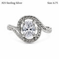 Lady's .925 sterling silver ring with a mystic topaz gemstone in size 6.75, showcasing intricate silver design.