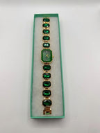 Ladies emerald green crystal stone band watch by Republic Mercantile, featuring a stylish watch face and elegant band details.