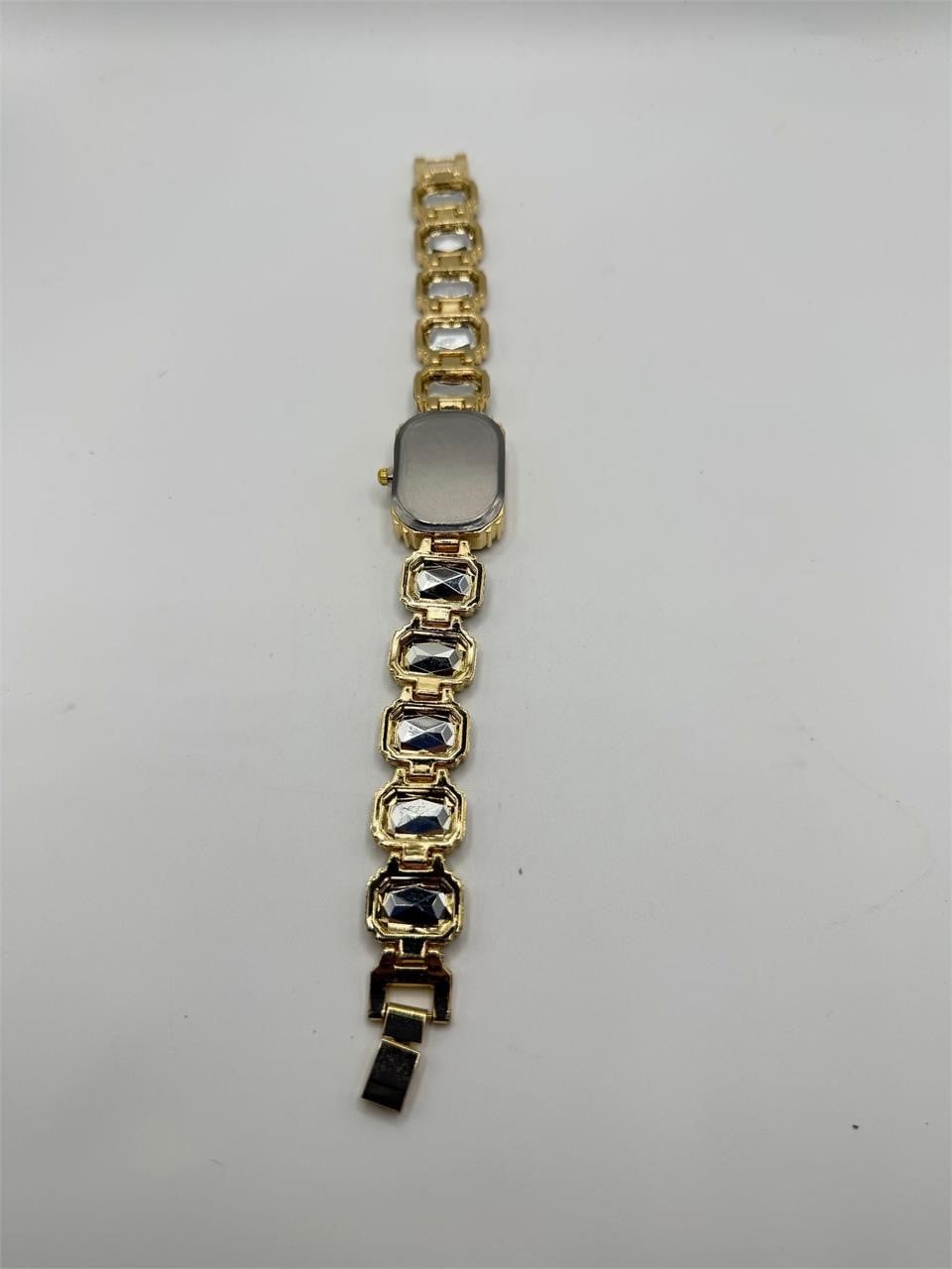 Ladies emerald green crystal stone band watch with a silver dial and elegant design from Republic Mercantile.