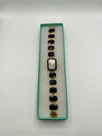 Ladies Onyx black crystal stone band watch with silver-tone case and elegant design by Republic Mercantile.