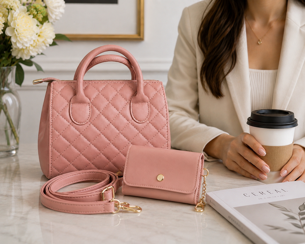 Republic Mercantile ladies handbag purse with stylish design and adjustable strap, featuring multiple compartments and elegant finish.