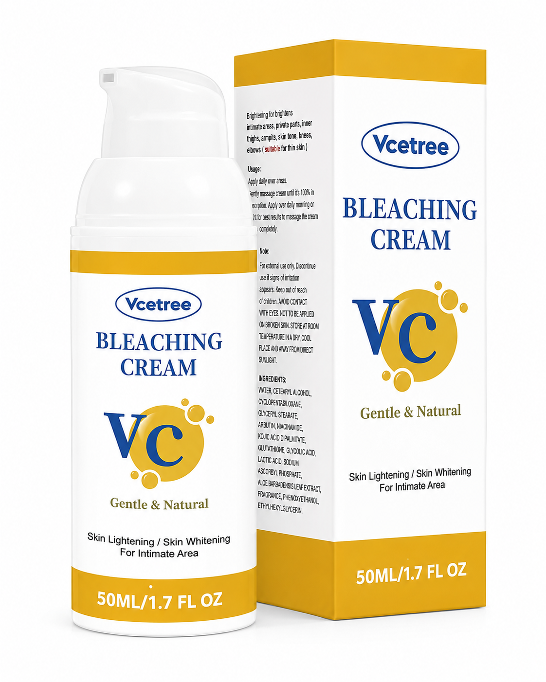 Vcetree Bleaching Cream by Republic Mercantile in 1.7 fl oz tube, showing the product packaging and applicator.