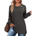 OALUXE women's long sleeve gray sweater shirt, casual tunic top, size XXL, soft knit fabric, relaxed fit, stylish and comfortable.