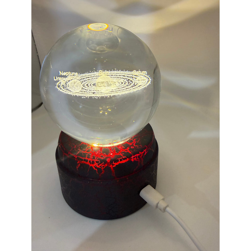 3D Etched Crystal Globe LED Light with Spinner Display Base