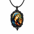 Black Virgin Mary pendant necklace with rope chain, Republic Mercantile jewelry, featuring detailed religious icon design.