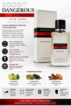 SDODIT Dangerous Sport Cologne Spray for Men, sleek bottle with sporty design, ready for use as a men's fragrance.