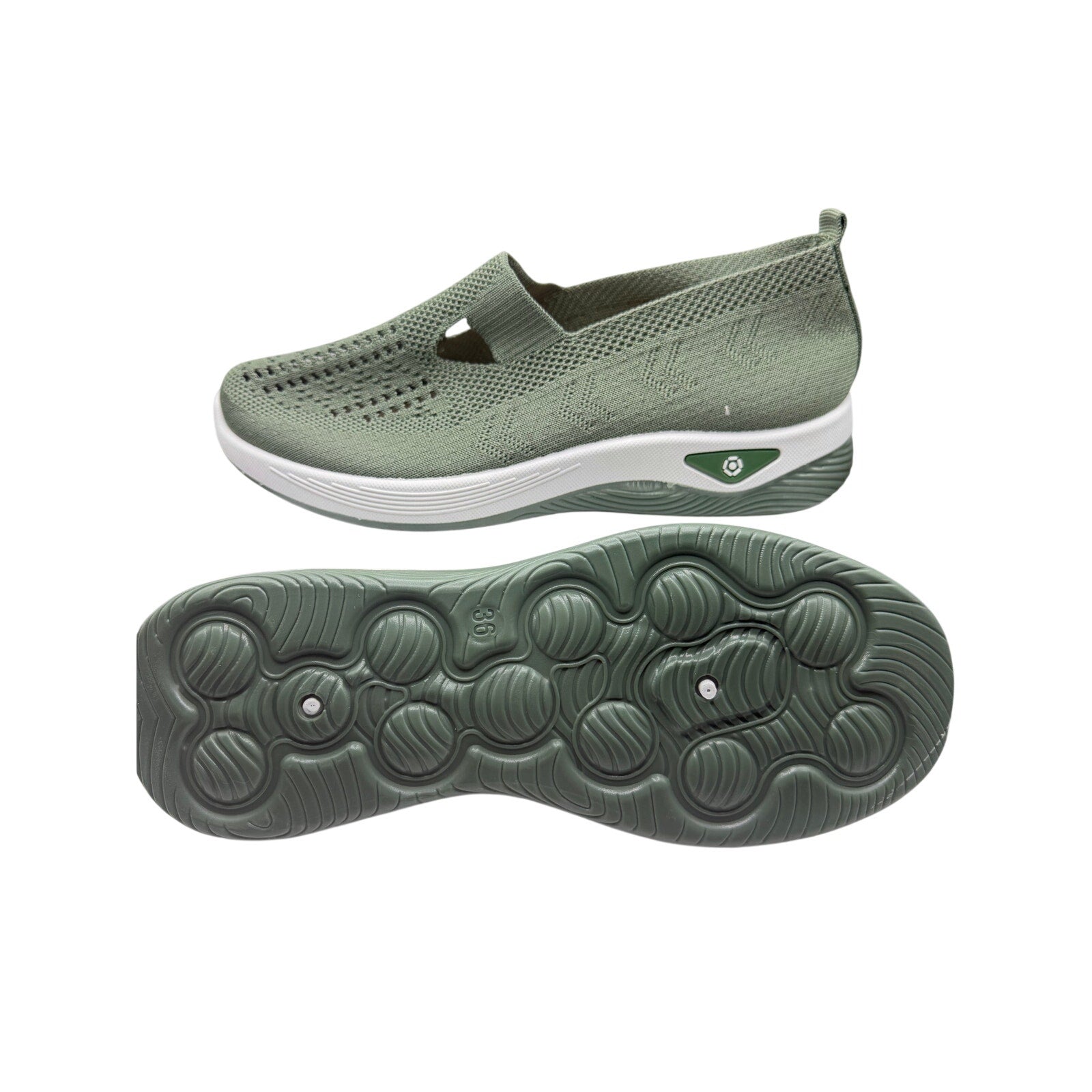 VEPCQ ladies green slip-on summer shoes size 6 EU 36, lightweight casual footwear with comfortable design