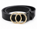 Women's black leather adjustable belt from Republic Mercantile, 30 to 36 inches, with a sleek, classic design.