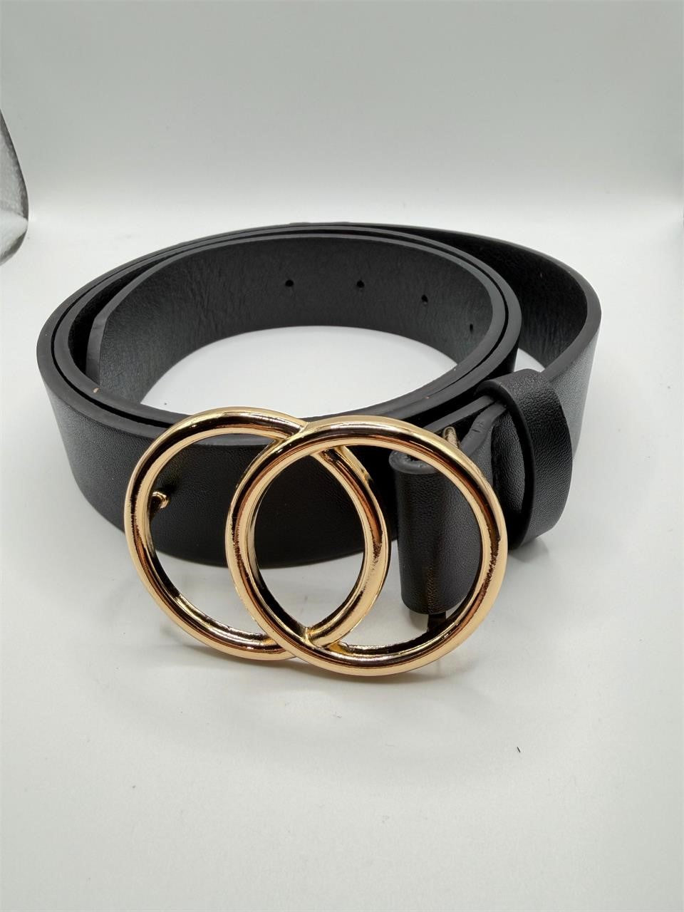 Women's Black Leather Adj. Belt 30" to 36" - L-XL