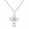 Christian-themed stainless steel necklace with "GOD" pendant, featuring a sleek and polished design for religious jewelry.