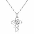 Christian-themed stainless steel necklace with "GOD" pendant, featuring a sleek and polished design for religious jewelry.