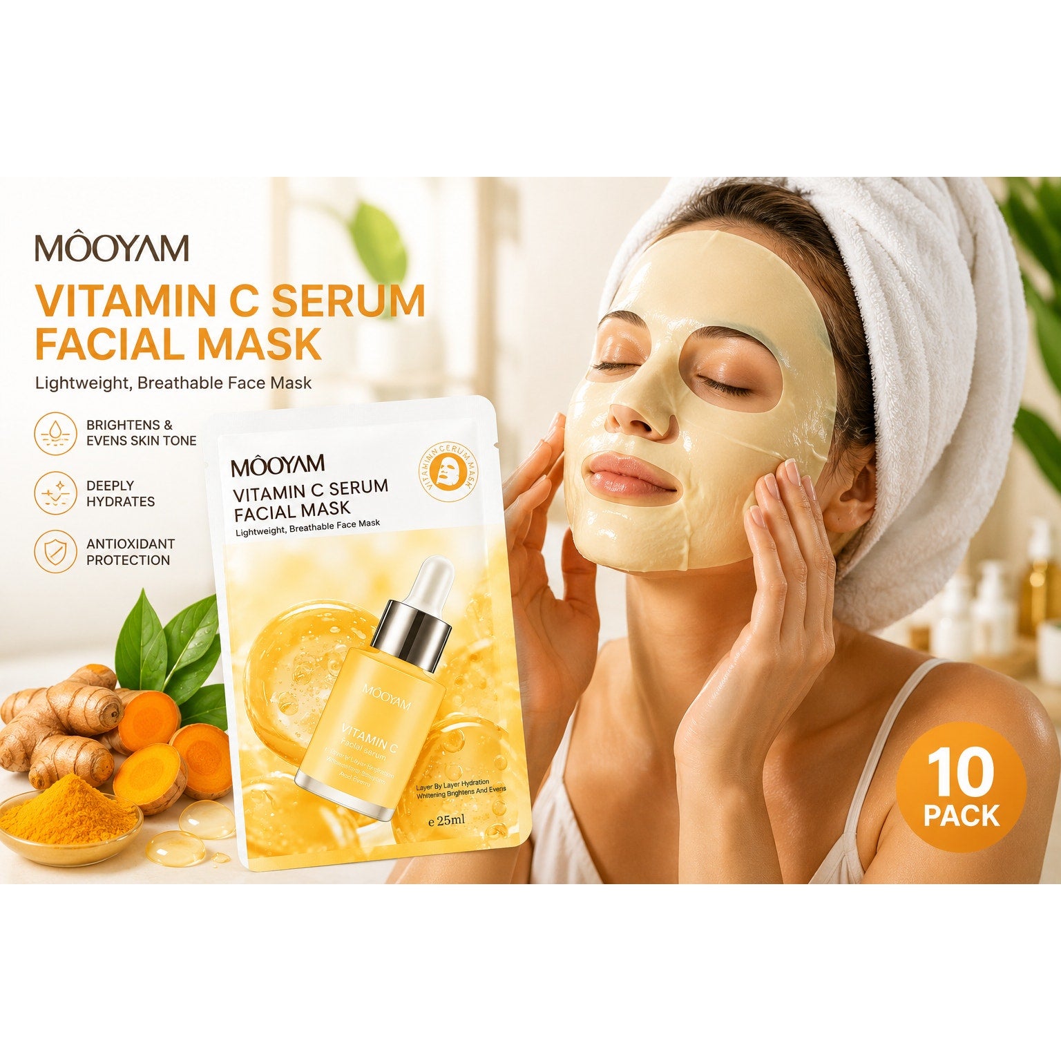 Mooyam Vitamin C Serum Facial Mask 10-Pack