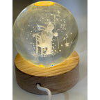 3D Etched Crystal Globe LED Light with USB Display Base