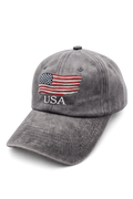 Dark gray washed USA ball cap hat by Republic Mercantile, with curved brim and adjustable strap, stylish casual headwear.