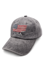 Dark gray washed USA ball cap hat by Republic Mercantile, with curved brim and adjustable strap, stylish casual headwear.