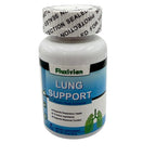 Fluxivian Lung Support Power Herb Formula capsules in a bottle, featuring herbal supplement packaging and label.