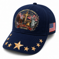Blue 250th Anniversary ball cap by Republic Mercantile featuring white stars and a classic adjustable design.