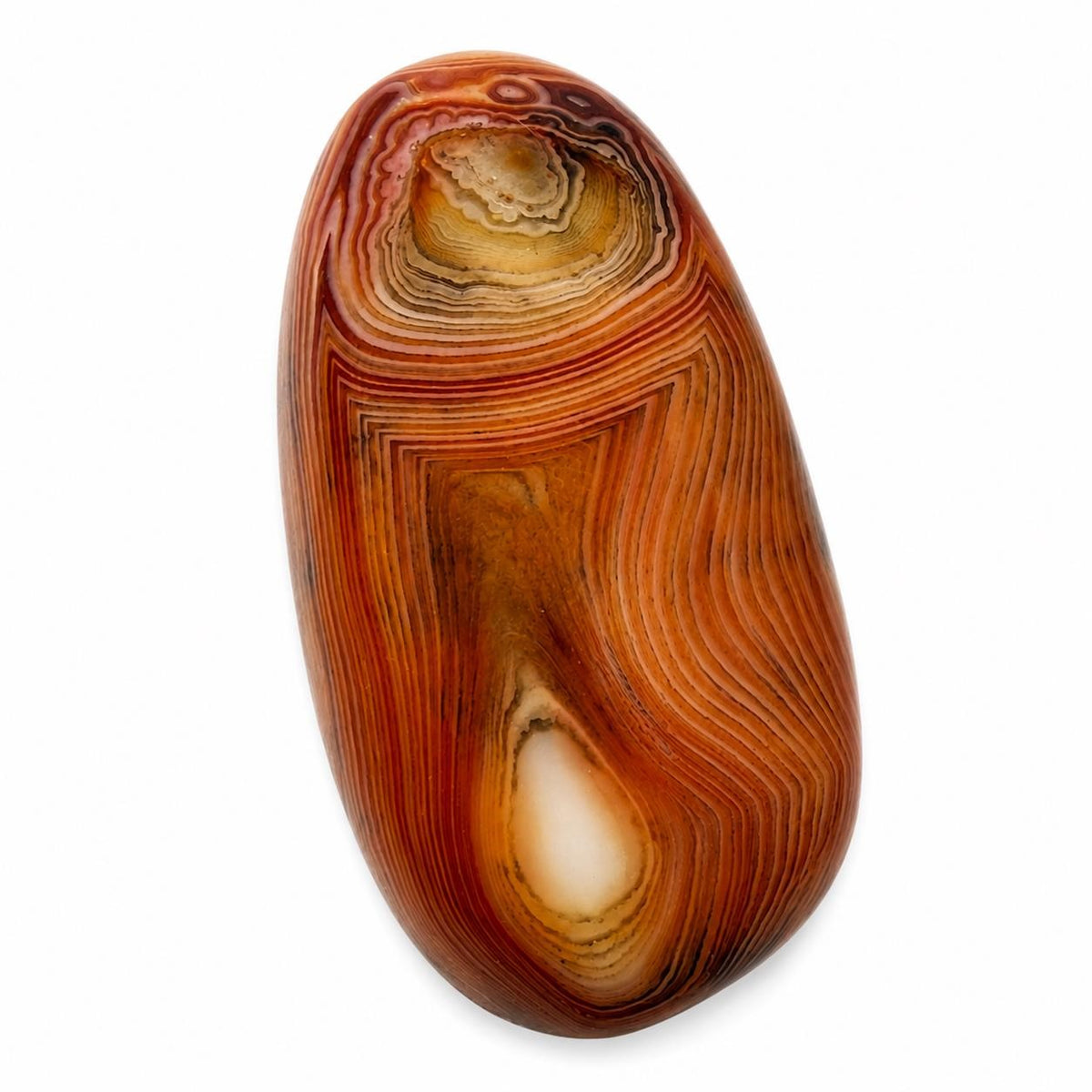 Polished banded agate loose gemstone cabochon from Republic Mercantile showing colorful natural banding and smooth polished surface.