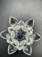 Clear crystal lotus flower figurine by Republic Mercantile, detailed lotus blossom sculpture with intricate petal design.