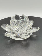 Clear crystal Lotus Flower figurine by Republic Mercantile, showcasing intricate lotus petal details and elegant craftsmanship.