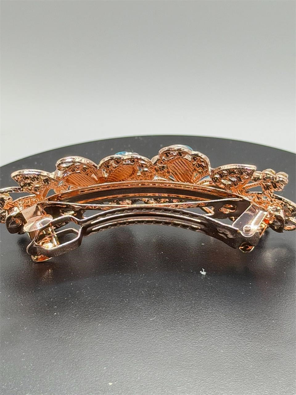 Ornate blue floral hair barrette with intricate design from Republic Mercantile, perfect for elegant hairstyles.