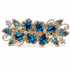 Ornate blue floral hair barrette with intricate design, ideal for securing and decorating hairstyles, by Republic Mercantile.