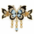 Ornate black butterfly hair barrette from Republic Mercantile with intricate detailing and glossy finish, suitable for elegant hairstyles.