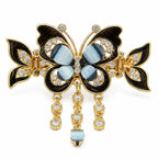 Ornate black butterfly hair barrette from Republic Mercantile with intricate detailing and glossy finish, suitable for elegant hairstyles.