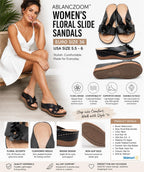 Ladies black slip-on wedge sandals in size 6 by Republic Mercantile, featuring a comfortable design and stylish appearance.