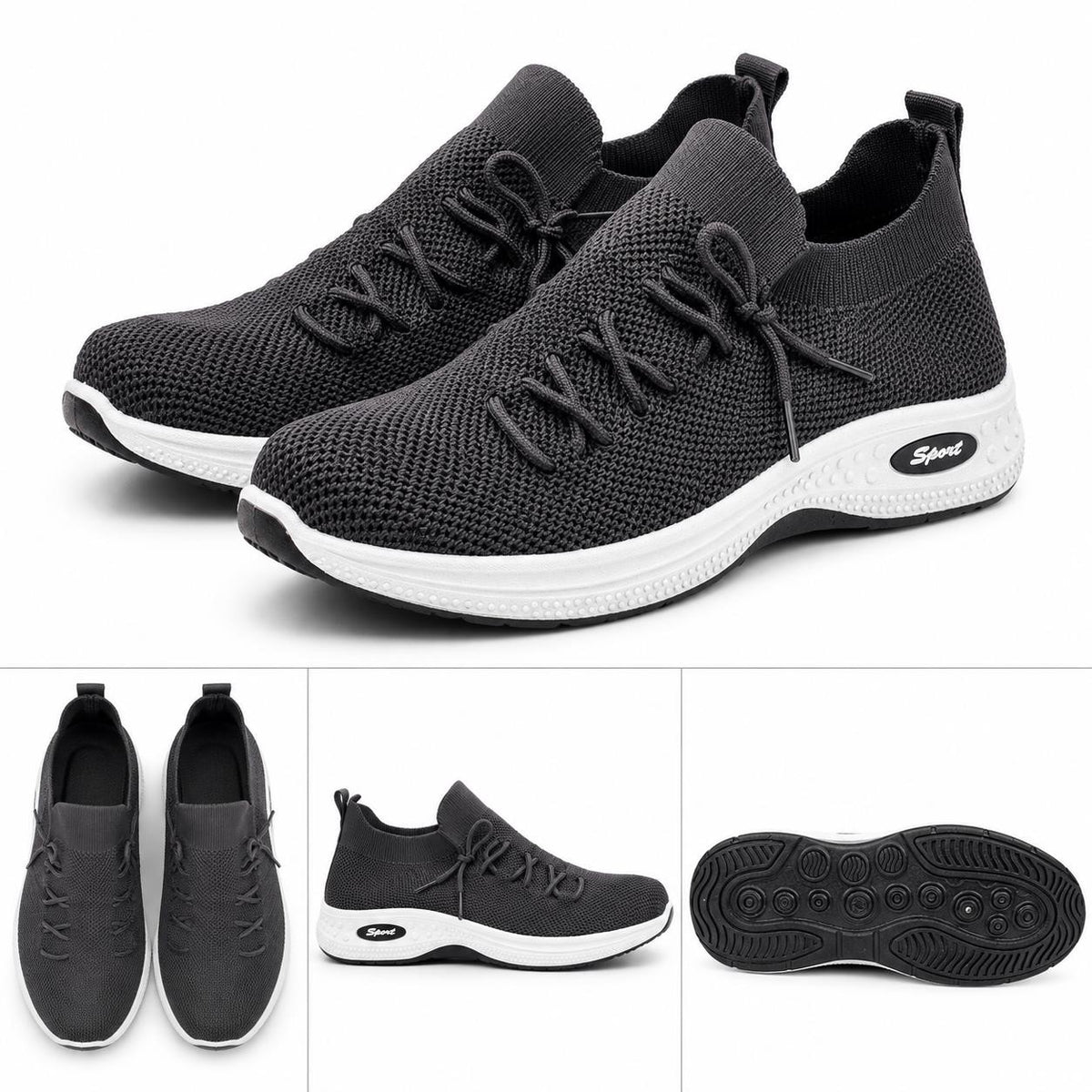 Men's black slip-on sport mesh shoes in size 10 by Republic Mercantile, featuring breathable fabric and sporty design.