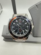 Men's Hkun black dial watch with silver case and band, stylish timepiece by Republic Mercantile.