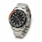 Men's Hkun black dial watch with silver case and band, featuring a sleek, modern design by Republic Mercantile.
