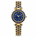 Women's gemstone watch in blue with gold band, stylish Republic Mercantile jewelry accessory showing the watch face and strap details.