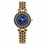 Women's gemstone watch in blue with gold band, stylish Republic Mercantile jewelry accessory showing the watch face and strap details.