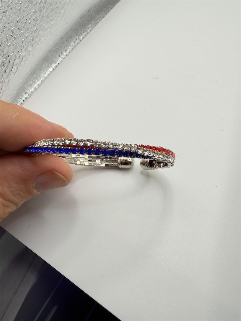 NEW Red White & Blue Silver Bracelet