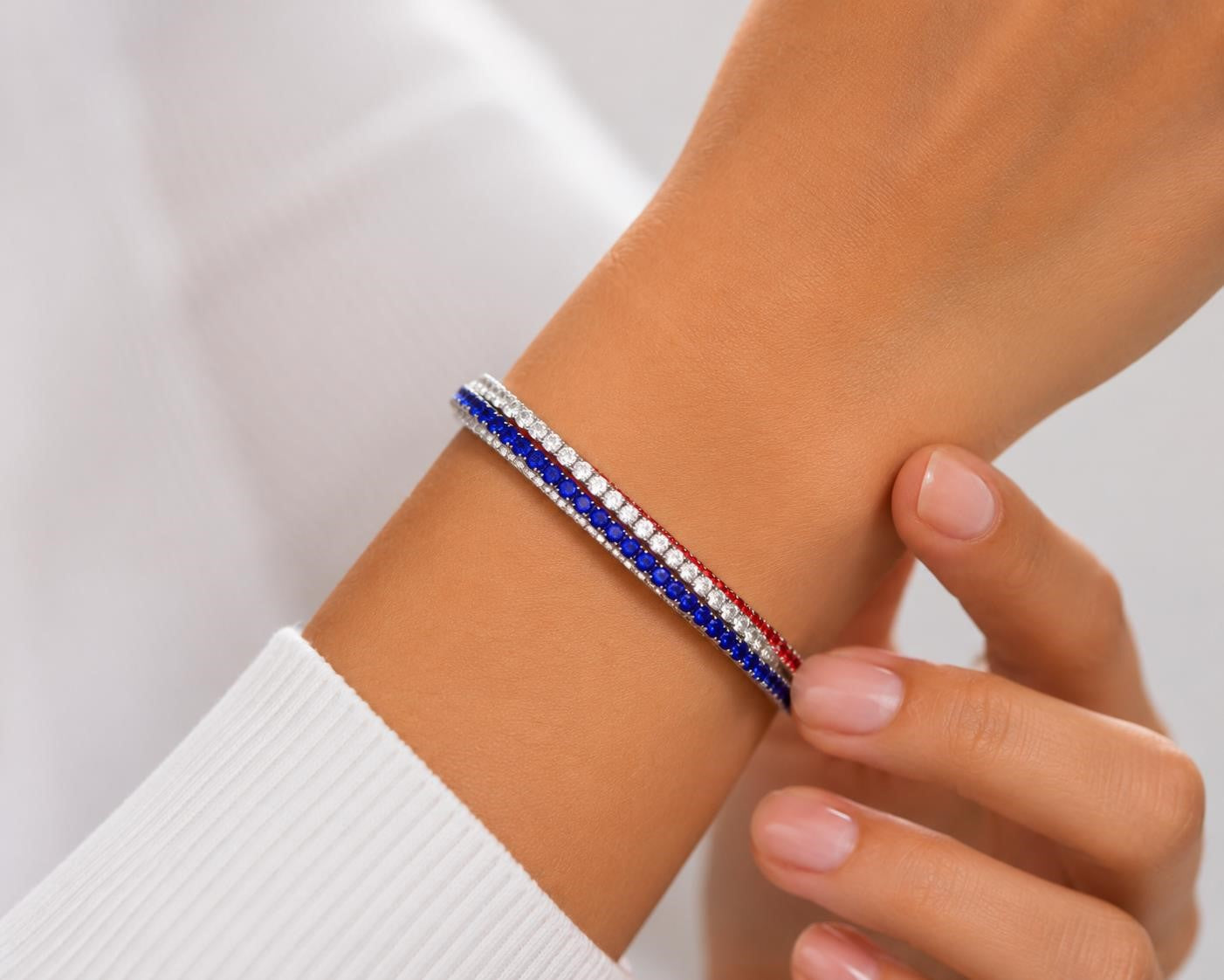 NEW Red White & Blue Silver Bracelet