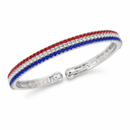 Silver bracelet with red, white, and blue beads from Republic Mercantile, featuring patriotic color accents and a stylish design.