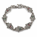 Women's Hamsa Hand-link bracelet with marcasite-style accents, featuring a delicate chain and intricate charm design.