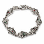Women's Hamsa Hand-link bracelet with marcasite-style accents, featuring a delicate chain and intricate charm design.