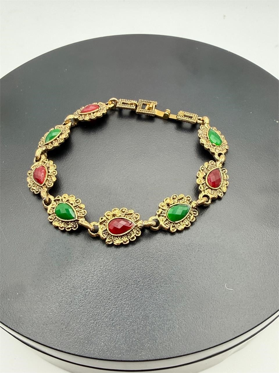 Women's antique-style boho gemstone bracelet with colorful beads and intricate metal details, crafted by Republic Mercantile.