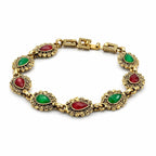 Women's antique-style boho gemstone bracelet with colorful beads and intricate metal details, handcrafted by Republic Mercantile.
