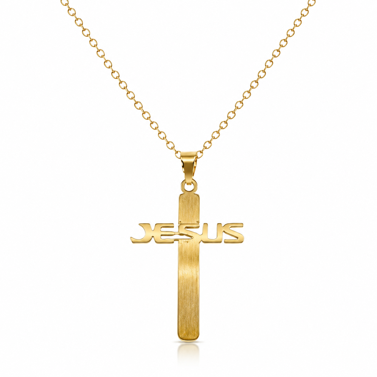 NEW Jesus Cross Pendant Necklace in Gold Tone