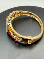 Enamel flower cuff watch by Republic Mercantile featuring floral design with rhinestones and a stylish bracelet style.
