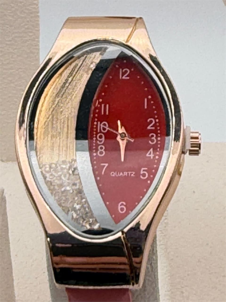 Republic Mercantile quartz watch and jewelry set featuring five pieces with sparkling gemstones, including a watch, bracelet, and earrings.