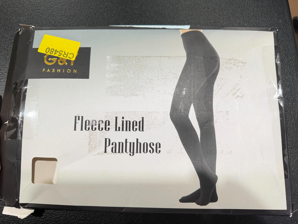 Fleece-lined pantyhose in size L by Republic Mercantile, showing soft, cozy material and classic black color.