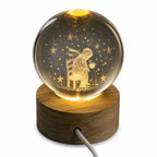 3D Etched Crystal Globe LED Light with USB Display Base