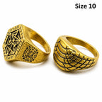 Pair of men's gold tone rings in size 10, stylish jewelry from Republic Mercantile with polished finish and classic design.