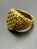 Men's gold tone ring in size 9 with a sleek design, by Republic Mercantile, displayed on a neutral background.